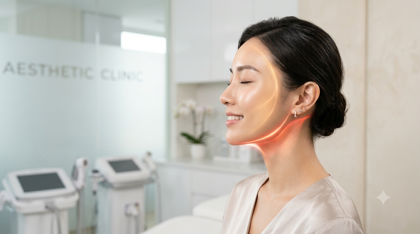 Conceptual illustration of BBL treatment achieving pigment improvement and skin tightening without side effects.